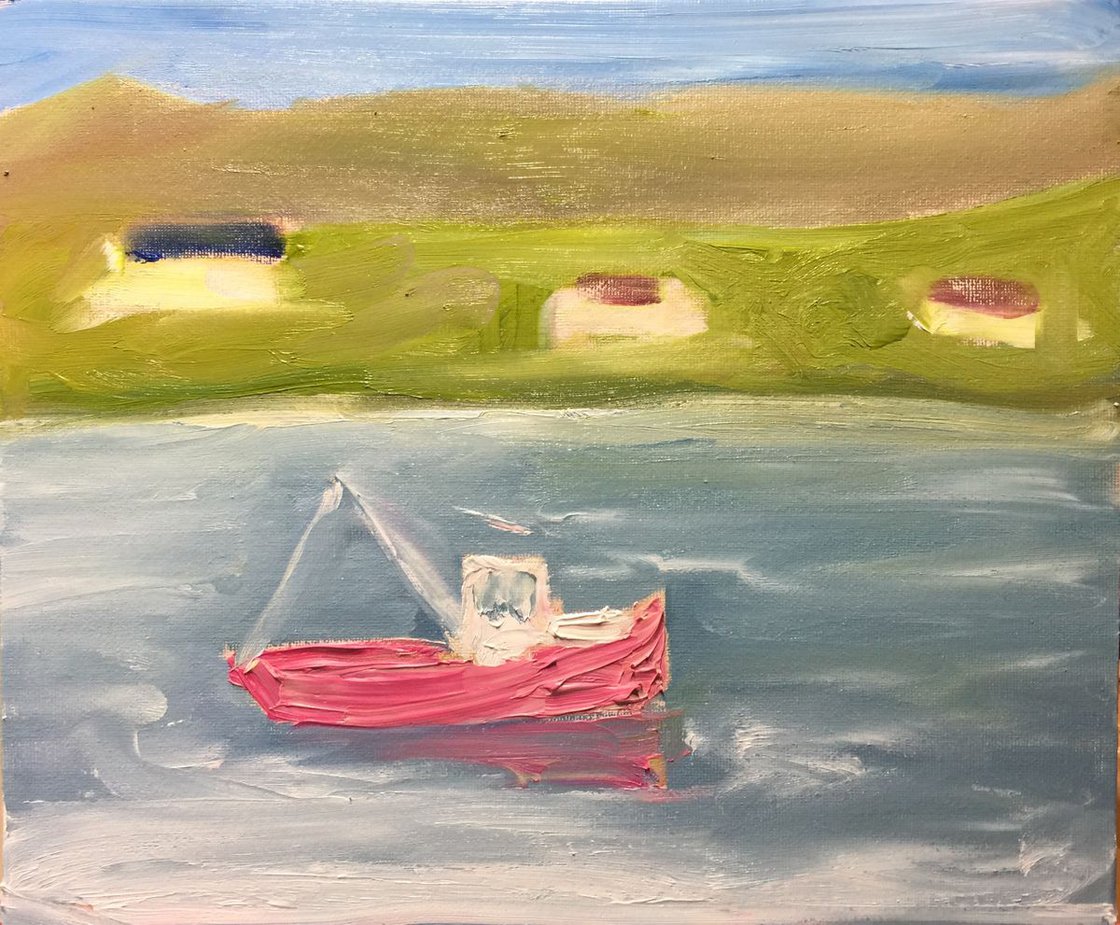 A painting titled 'Boat and a Beach by Ryan Louder' by Ryan Louder
