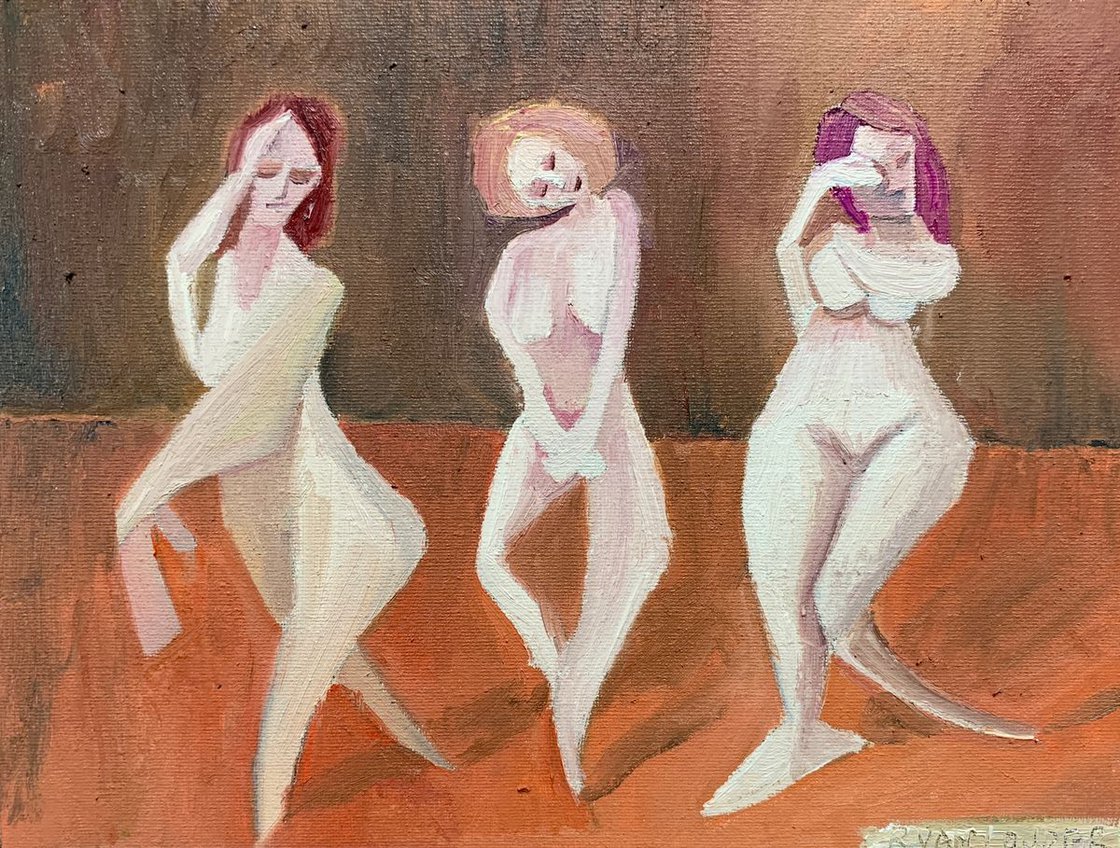 Nude Women 12x9 Canvas by Ryan Louder