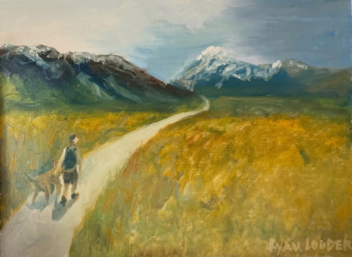 A painting titled 'The Long Walk by Ryan Louder' by Ryan Louder