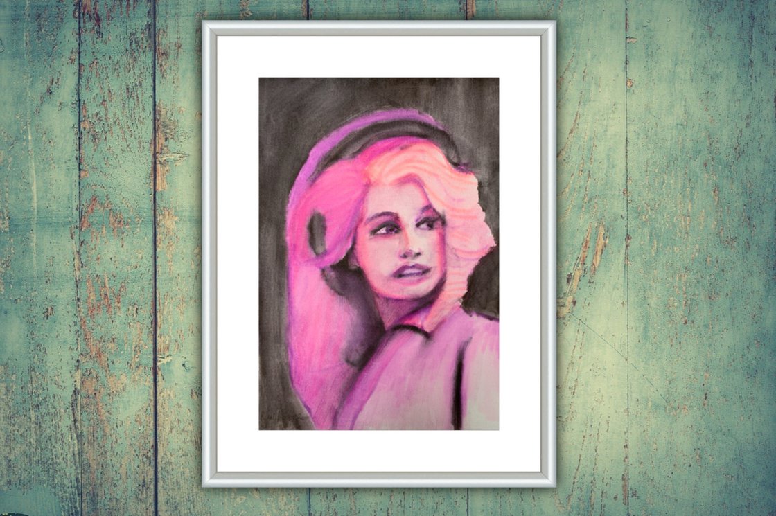 A painting titled 'Dolly Parton by Ryan Louder' by Ryan Louder