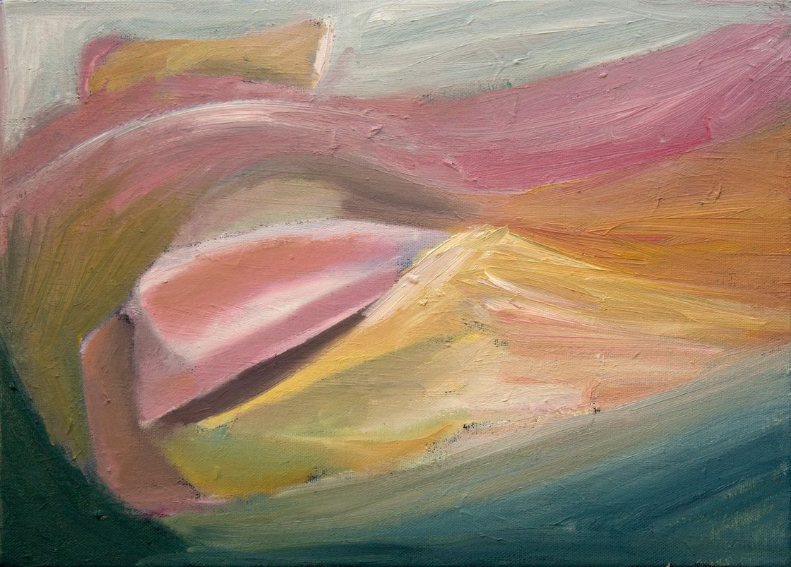 Boat Adrift - Sea Abstract - Pink Abstract - Yellow Abstract by Ryan Louder - Sold