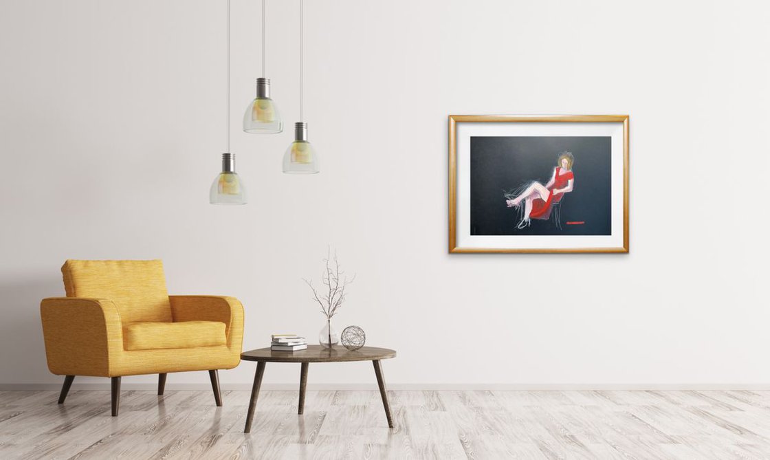 Woman in Red Sitting - Study by Ryan Louder