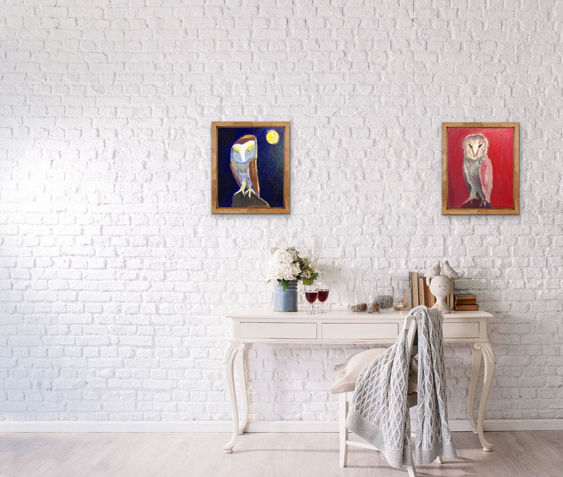 A painting titled 'Owl by Ryan Louder' by Ryan Louder