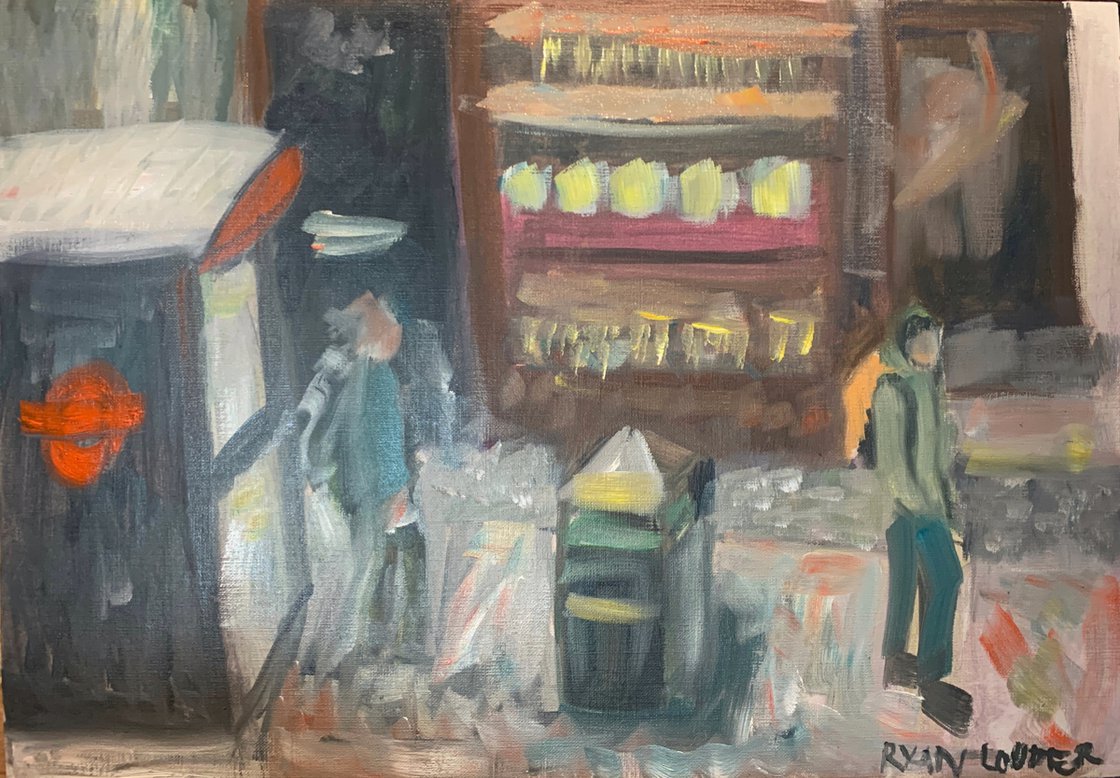 A painting titled 'The Jewellery Shop by Ryan Louder' by Ryan Louder