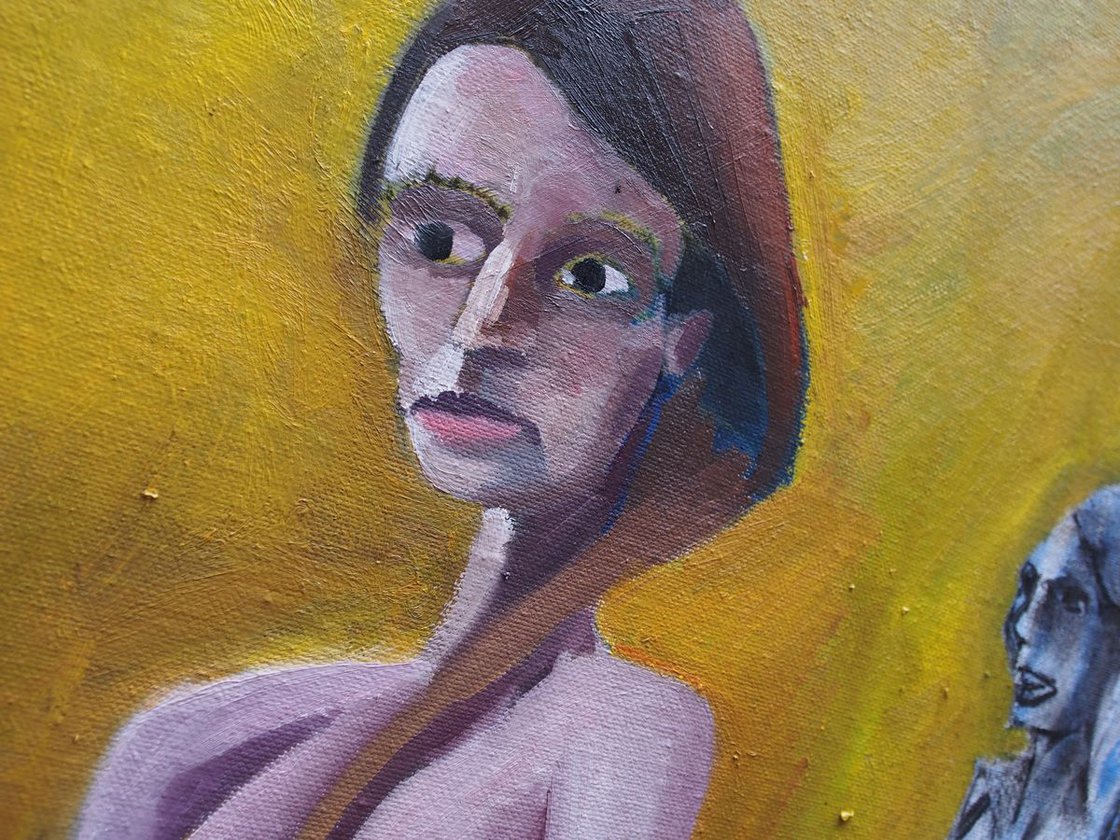 A painting titled 'Three Women by Ryan Louder' by Ryan Louder
