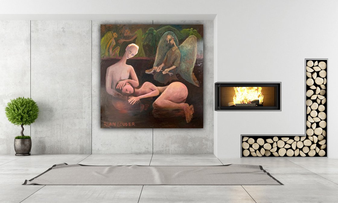 A painting titled 'Cupid’s Forgiveness by Ryan Louder' by Ryan Louder