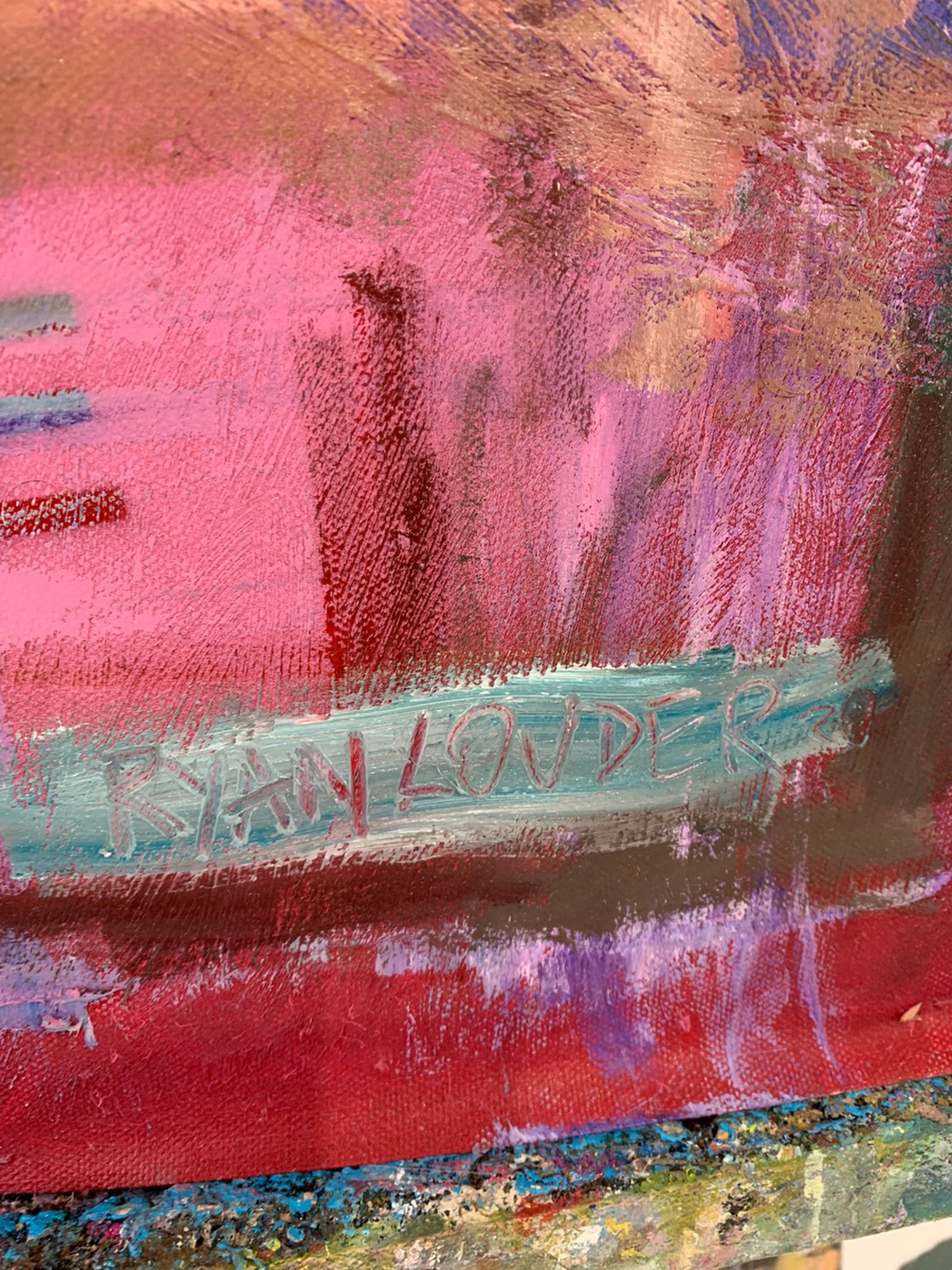 A painting titled 'Social Distancing by Ryan Louder' by Ryan Louder