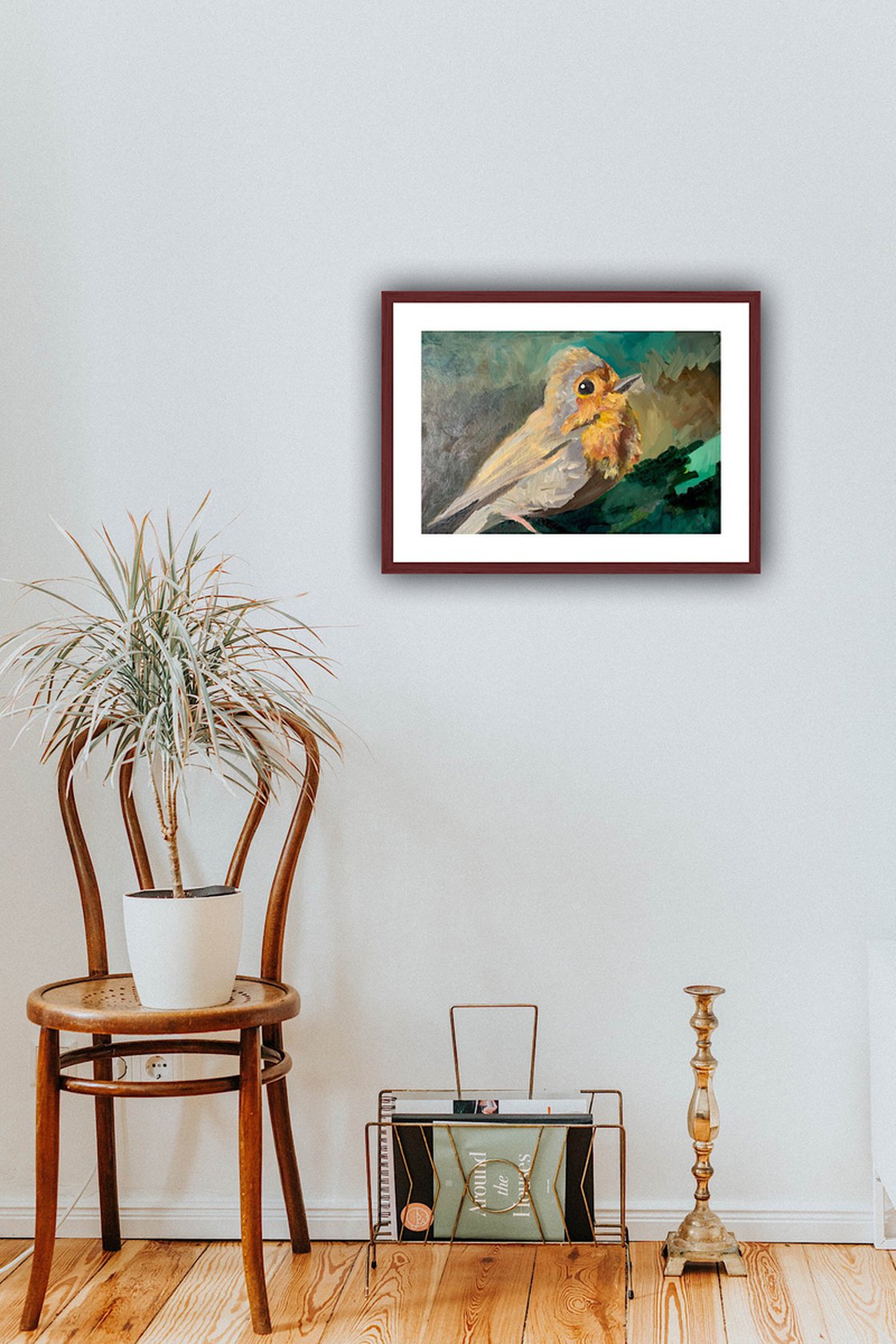 A painting titled 'Red Robin In Spring by Ryan Louder' by Ryan Louder