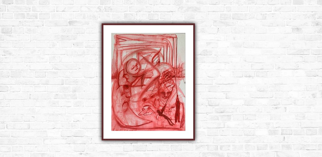 Rebalance - 12x16 - Red Art by Ryan Louder