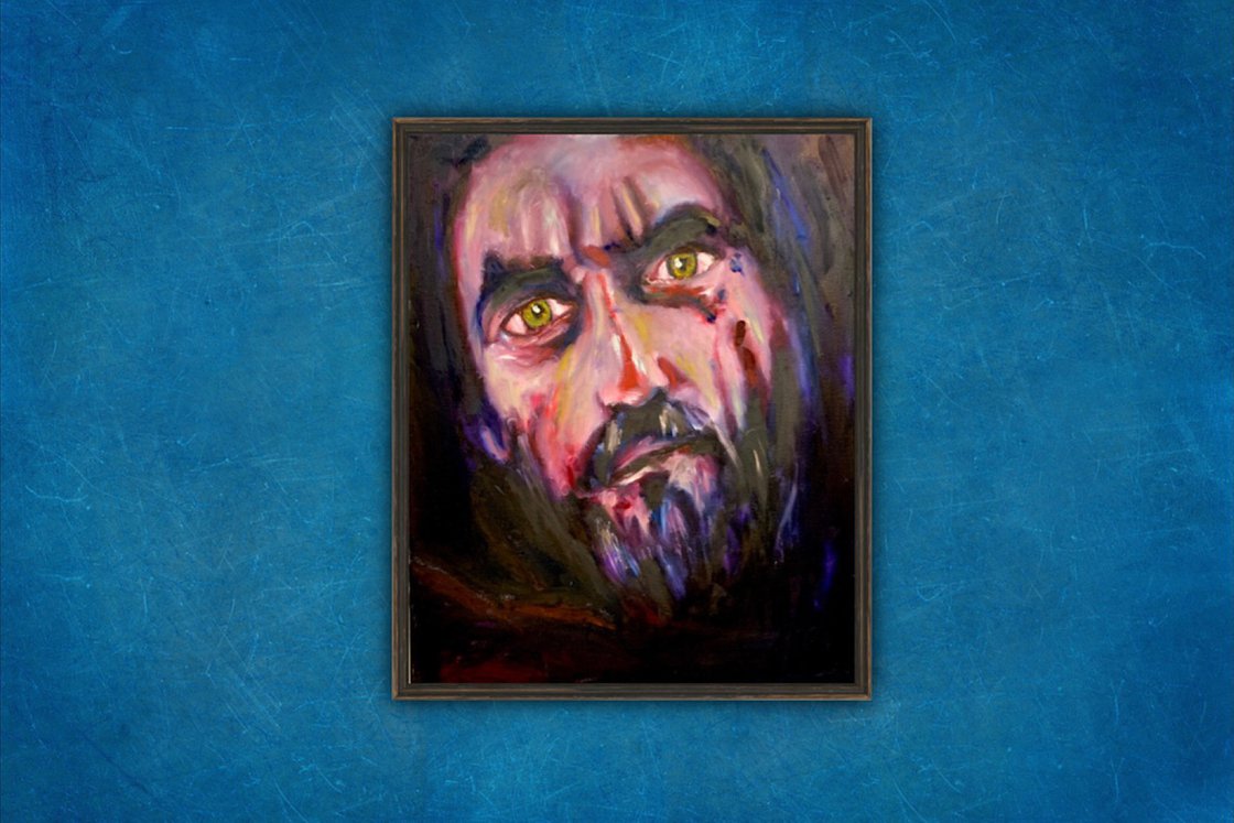 A painting titled 'The Stare Of A Thinking Man by Ryan Louder' by Ryan Louder