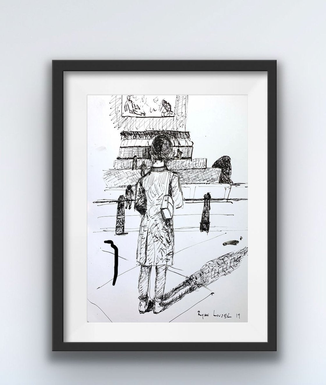 A painting titled 'London Rendevous in Trafalgar Square by Ryan Louder' by Ryan Louder