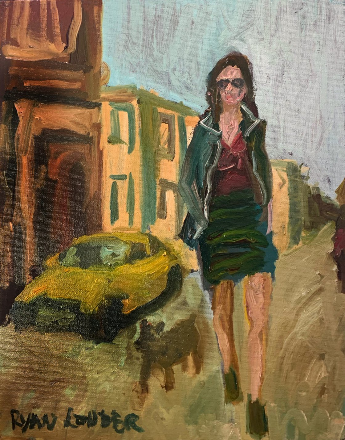 Dog Walking Before Work by Ryan Louder - Sold