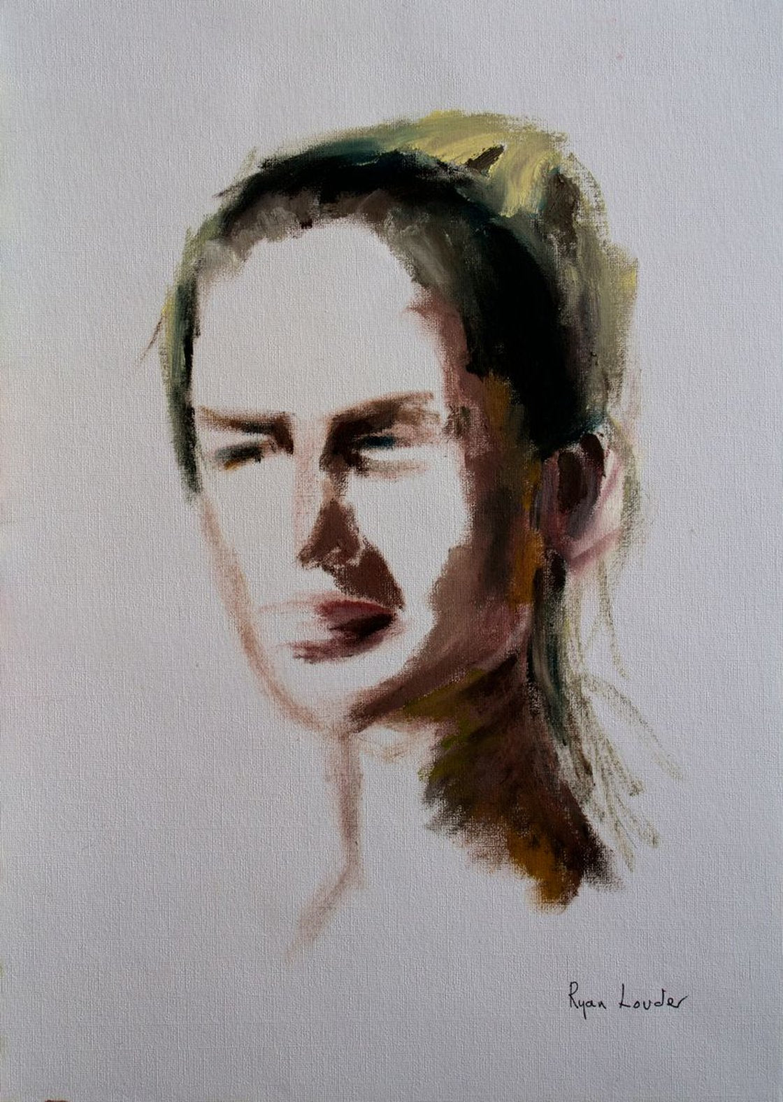 Face Study 4 Oil On Paper 9x12 A4 - Man’s Face - Picture Of A Man by Ryan Louder