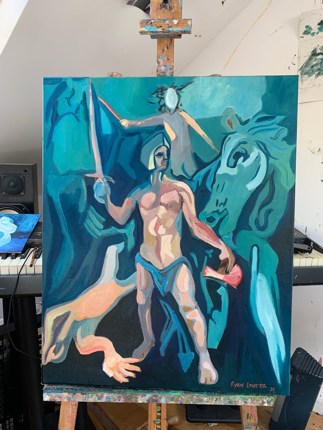 A painting titled 'Spartan by Ryan Louder' by Ryan Louder