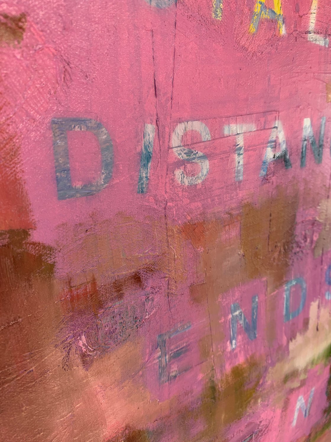 A painting titled 'Social Distancing by Ryan Louder' by Ryan Louder