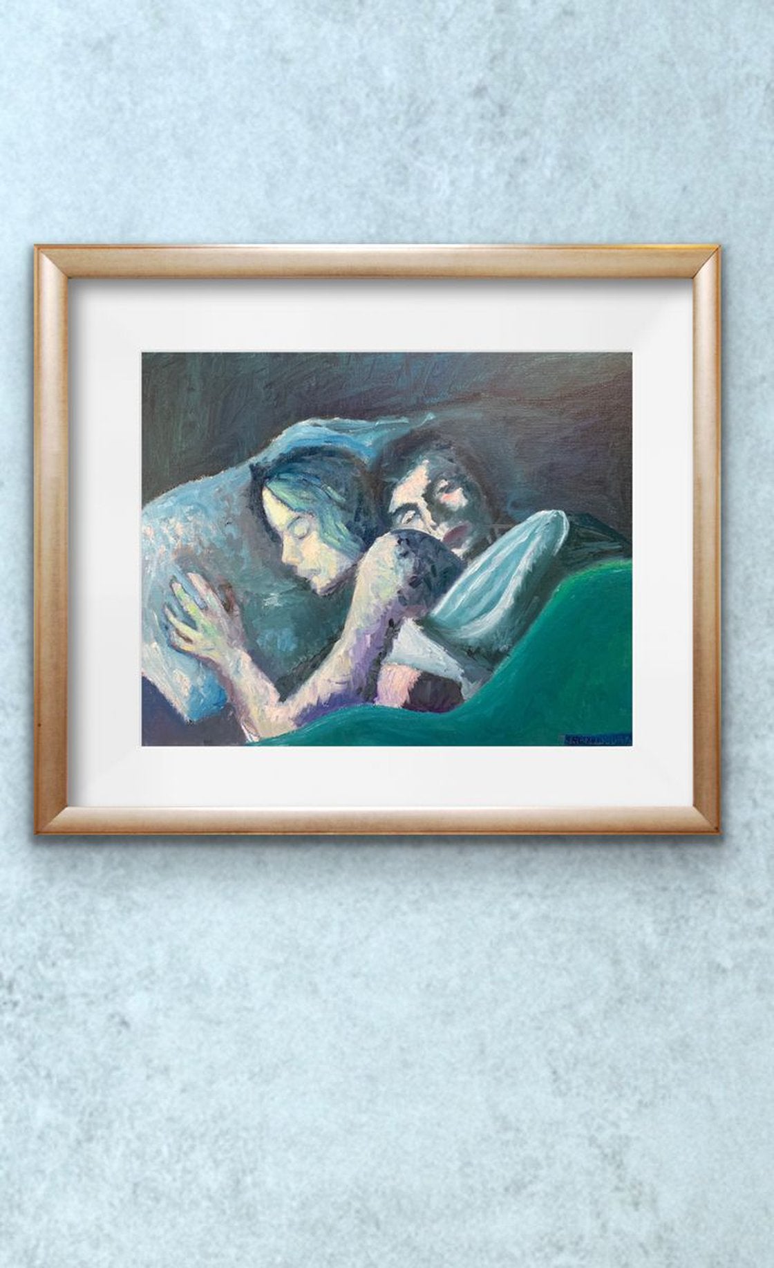 A painting titled 'Lovers by Ryan Louder' by Ryan Louder