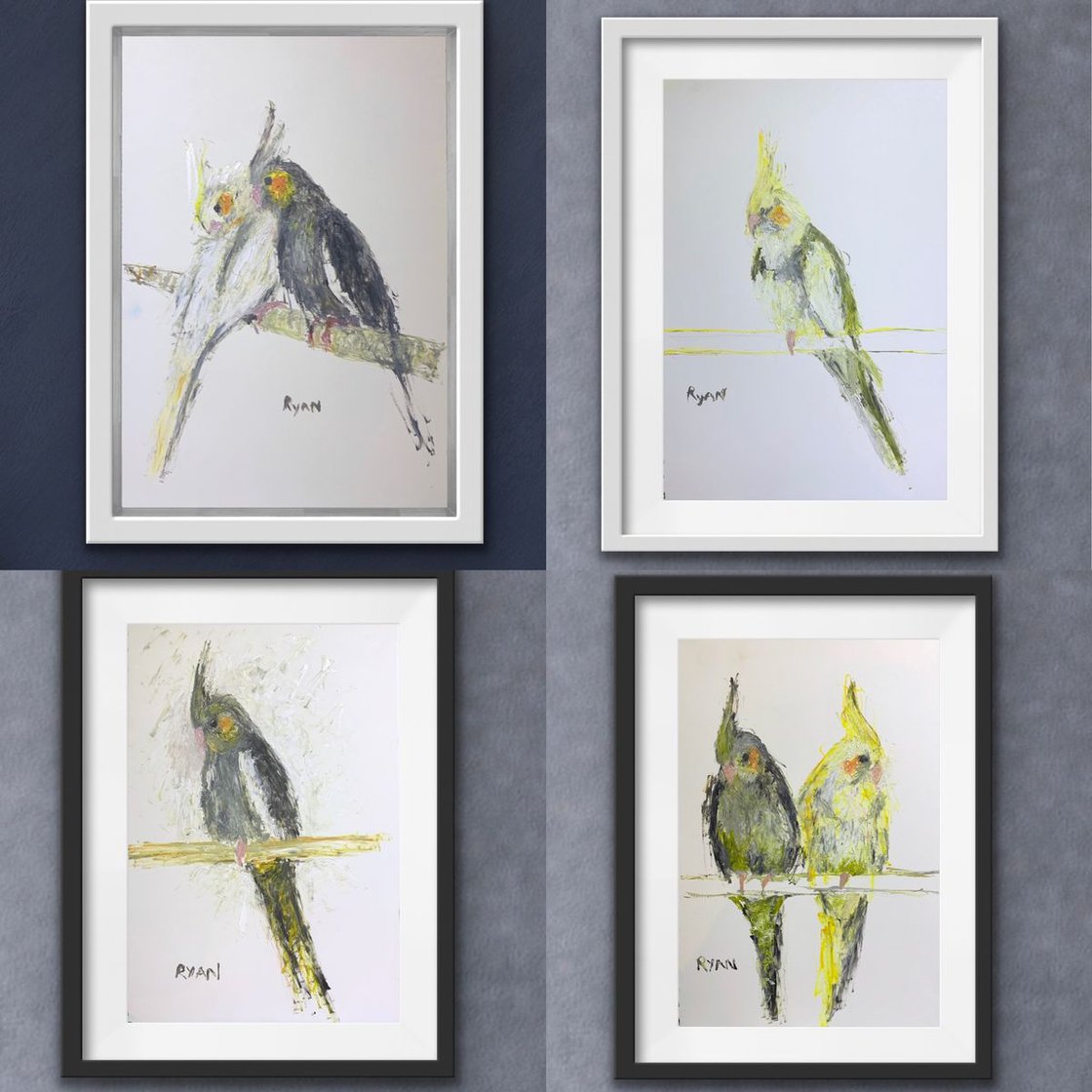 Cockatiels by Ryan Louder - Sold