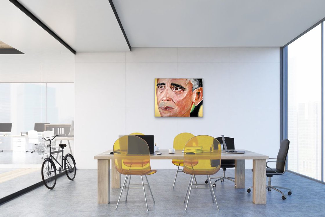 A painting titled 'Obama by Ryan Louder' by Ryan Louder