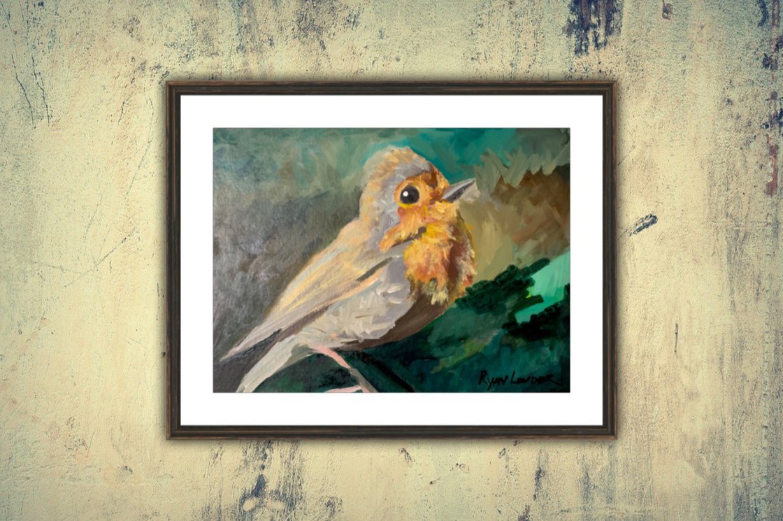 A painting titled 'Red Robin In Spring by Ryan Louder' by Ryan Louder