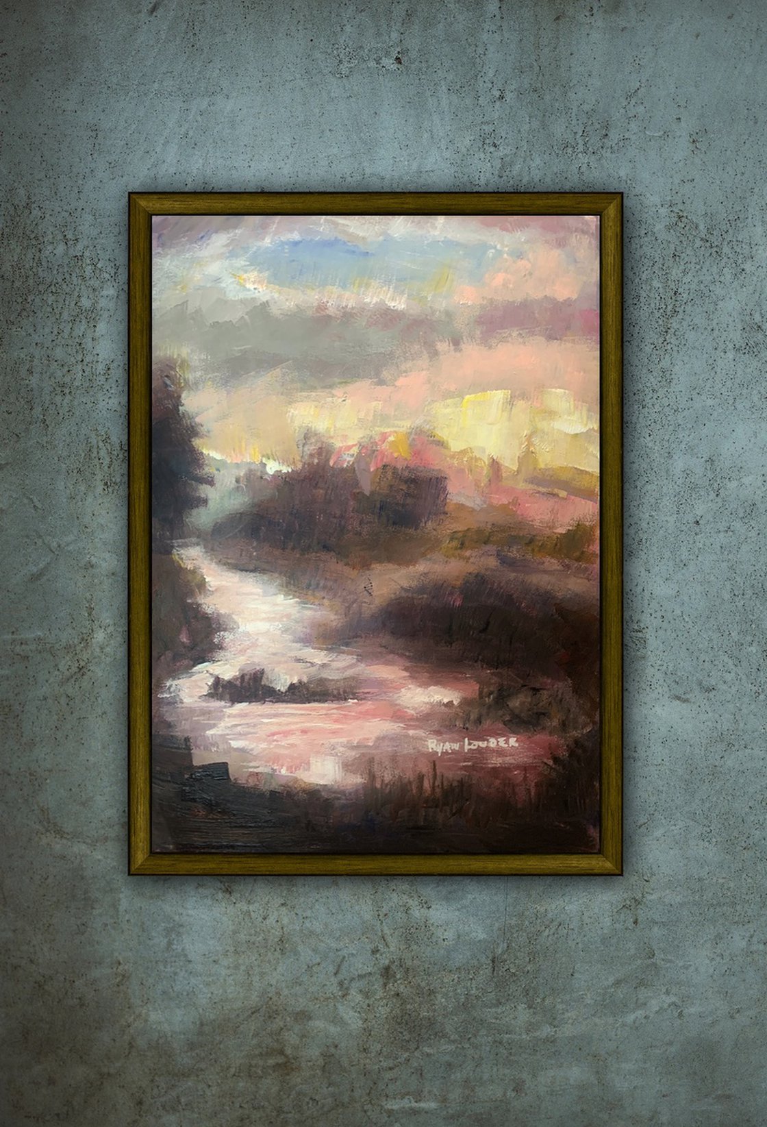 A painting titled 'River by Ryan Louder' by Ryan Louder