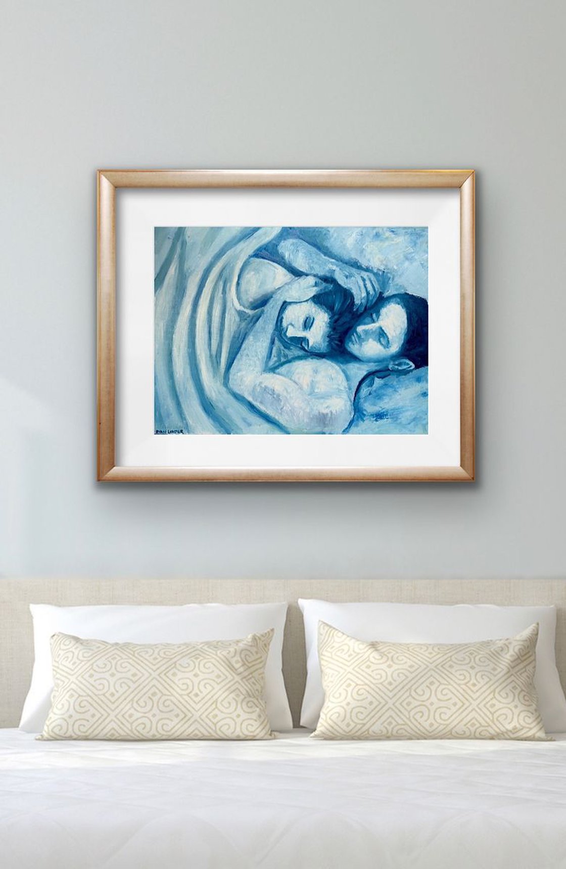 A painting titled 'Blue Sleeping by Ryan Louder' by Ryan Louder