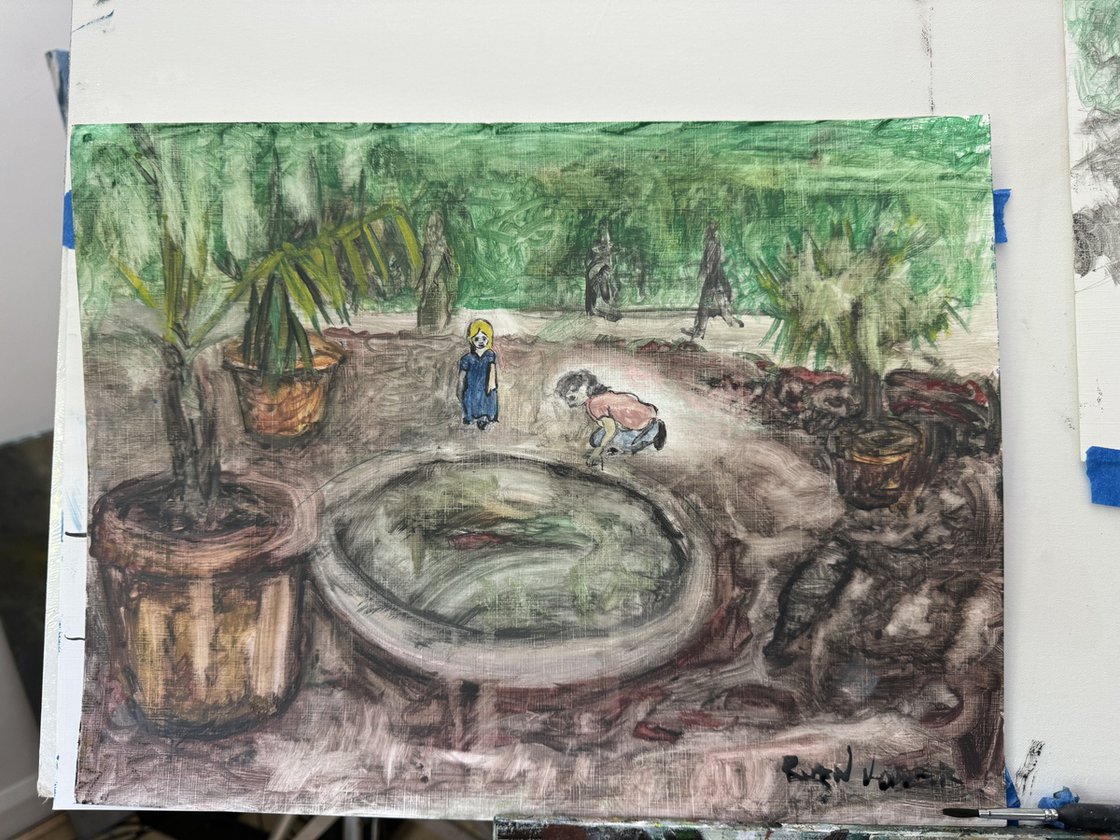 A painting titled 'Spotting Fish by Ryan Louder' by Ryan Louder