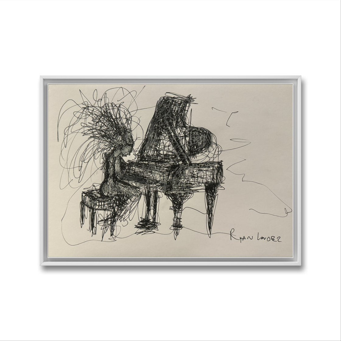 Piano and Pianist at a Dramatic Moment by Ryan Louder - Sold