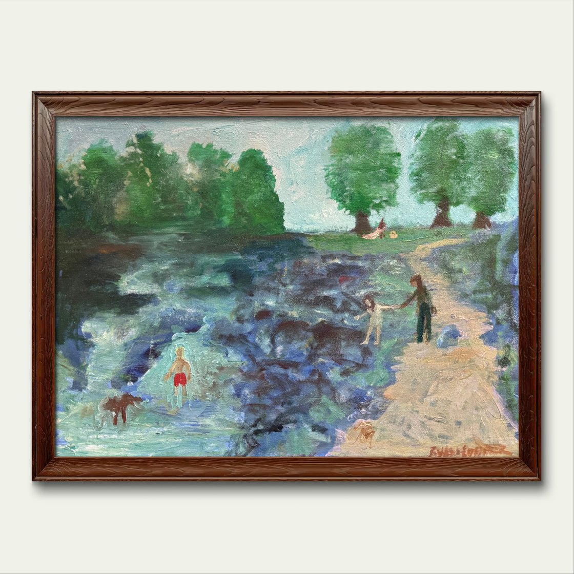 A painting titled 'Picnic By The River by Ryan Louder' by Ryan Louder