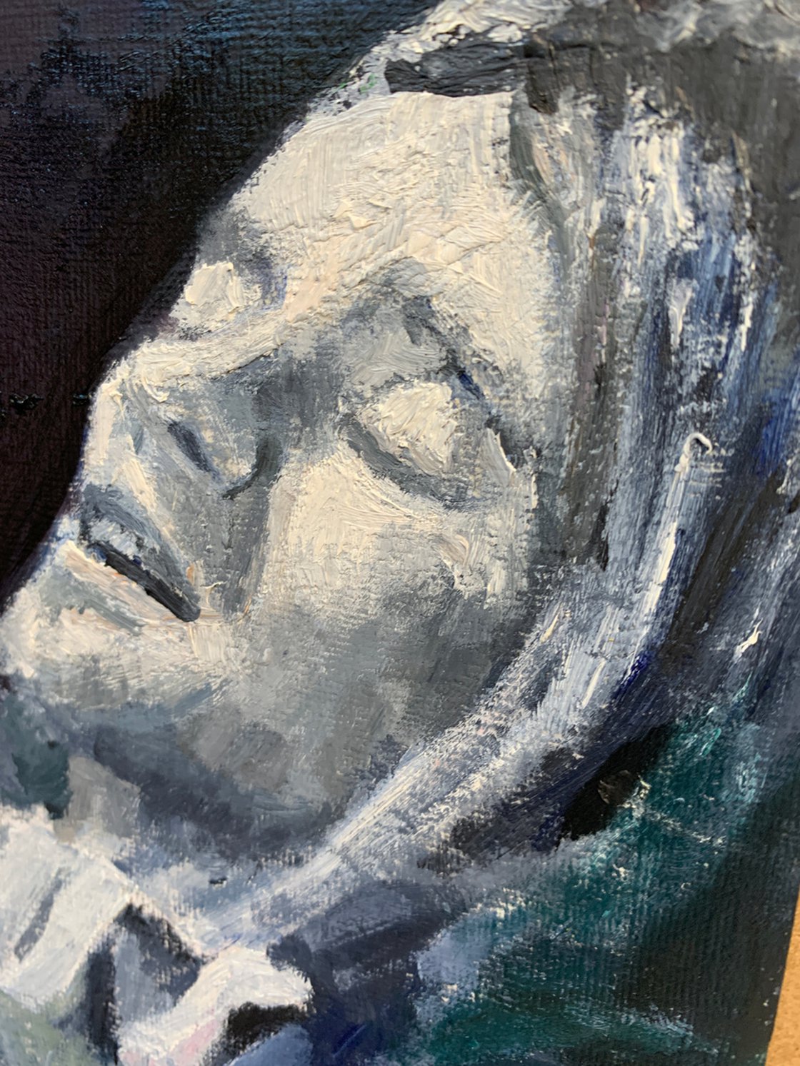 A painting titled 'Rod Stewart by Ryan Louder' by Ryan Louder