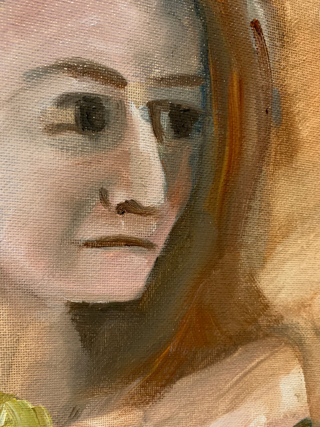 A painting titled 'Woman with Tulip by Ryan Louder' by Ryan Louder