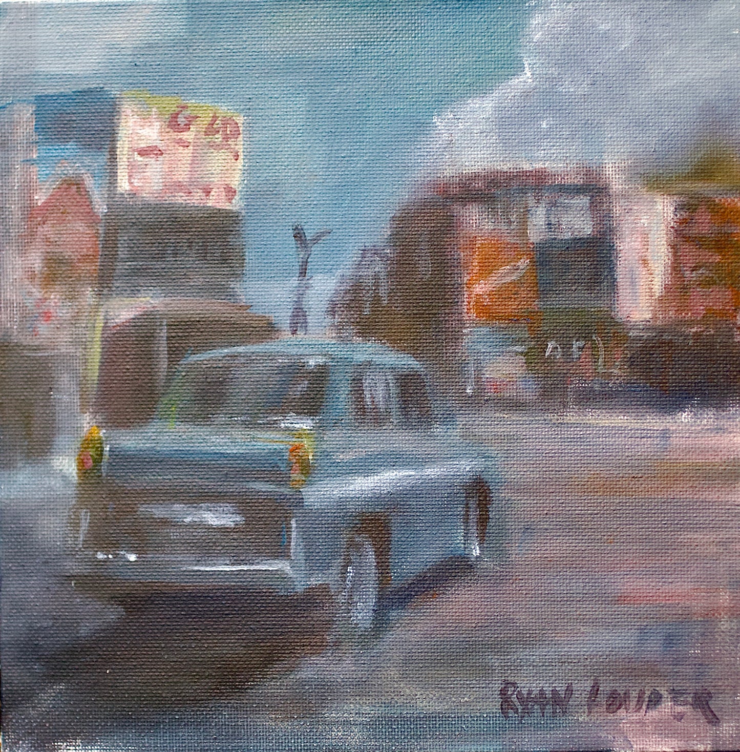 A painting titled 'London 1969' by Ryan Louder