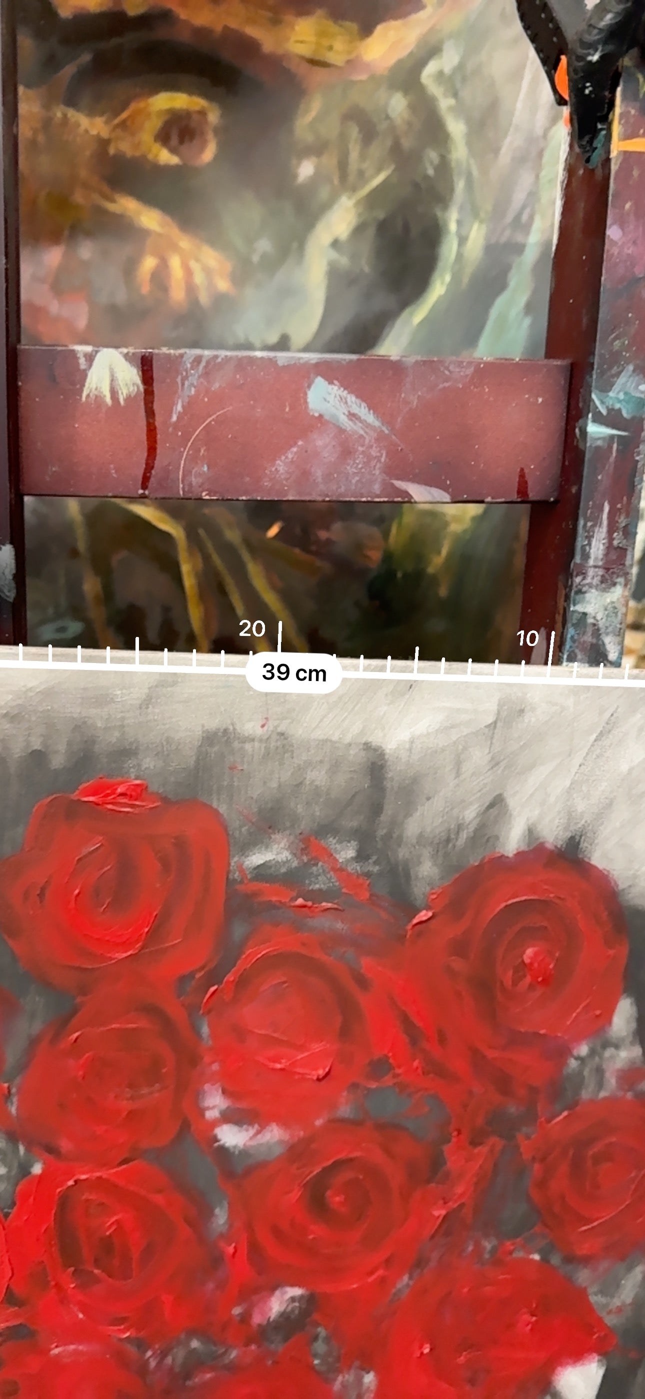 A painting titled 'Dozen Red Roses' by Ryan Louder