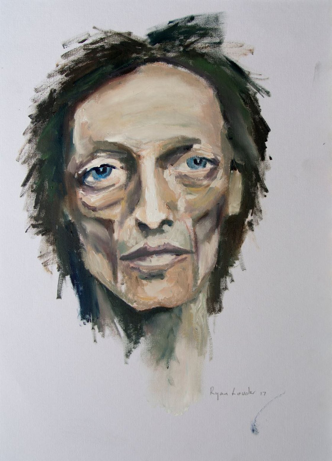 Portrait 12x9 Oil On Canvas Mans Face - Portrait of a Man - Portrait by Ryan Louder - Sold