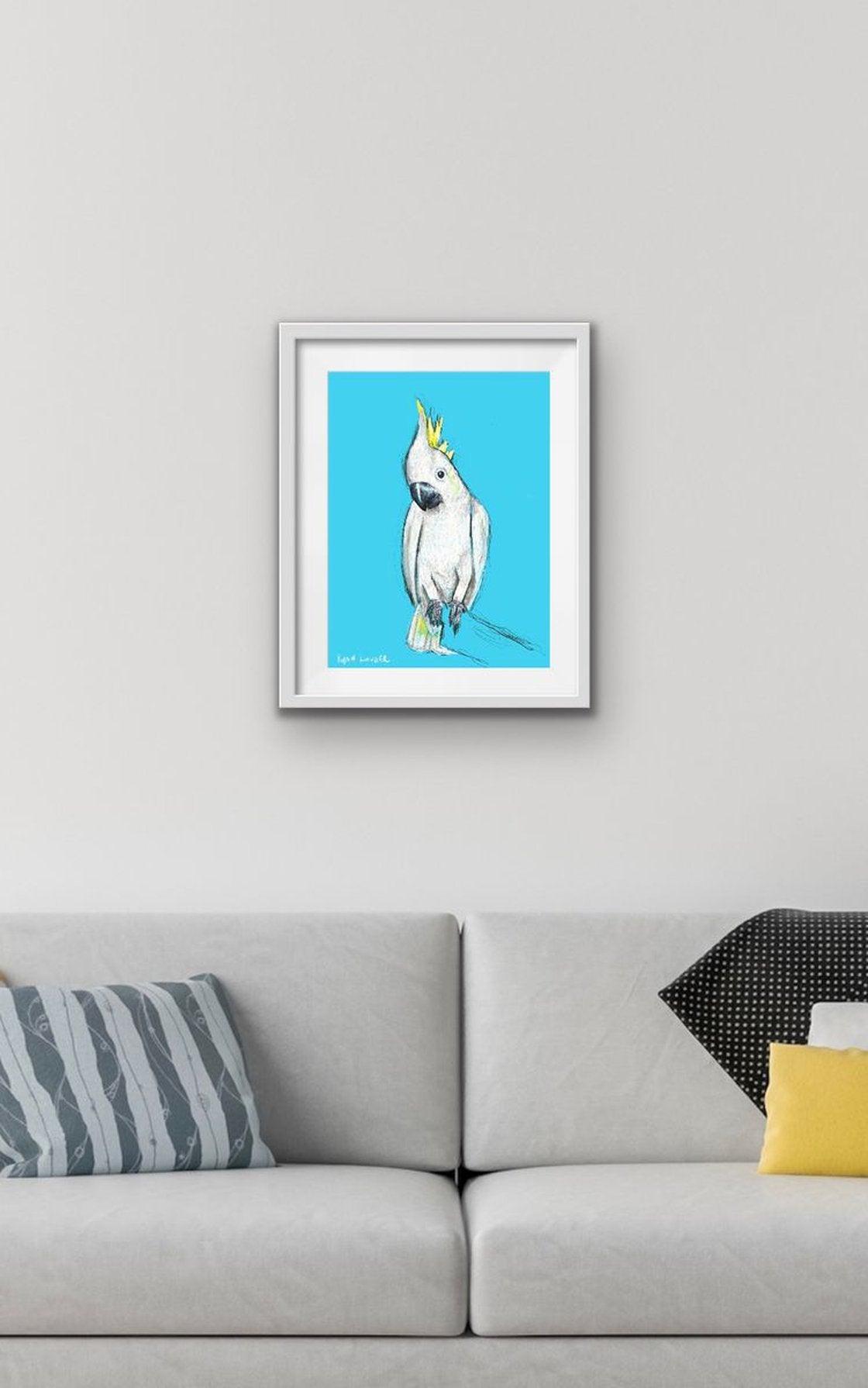 A painting titled 'Birds Cockatoo For You by Ryan Louder' by Ryan Louder