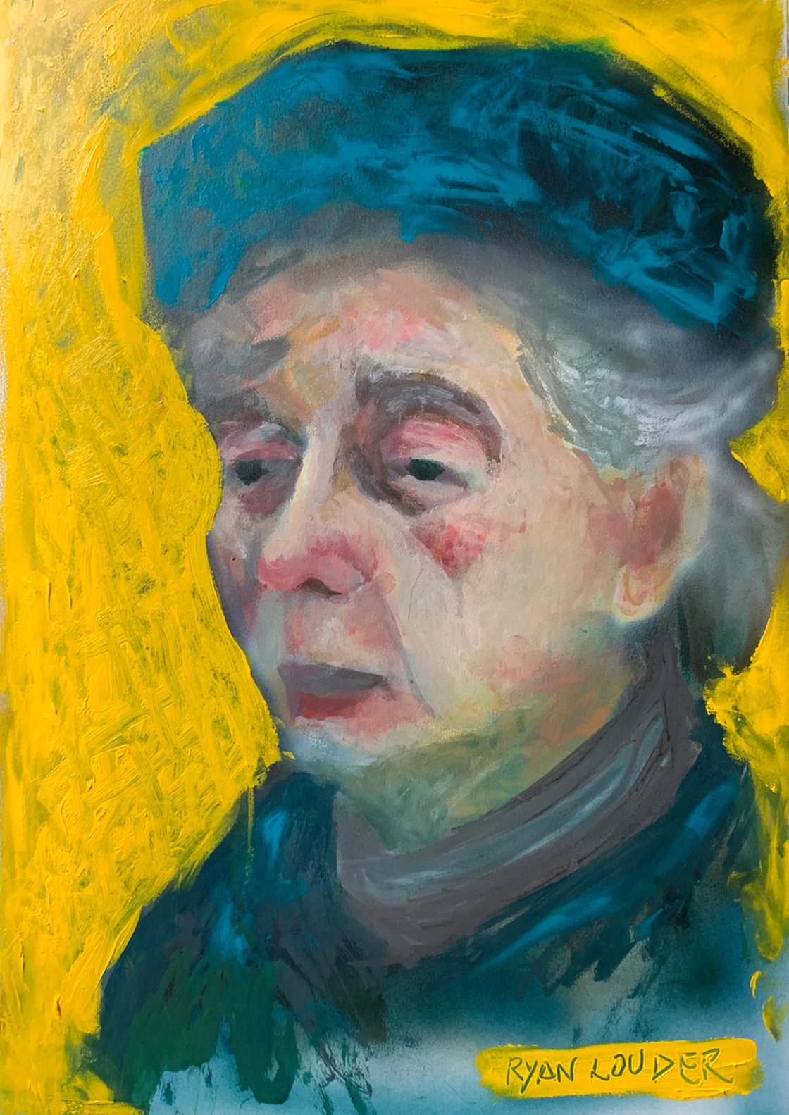 A painting titled 'Ukrainian Grandmother by Ryan Louder' by Ryan Louder