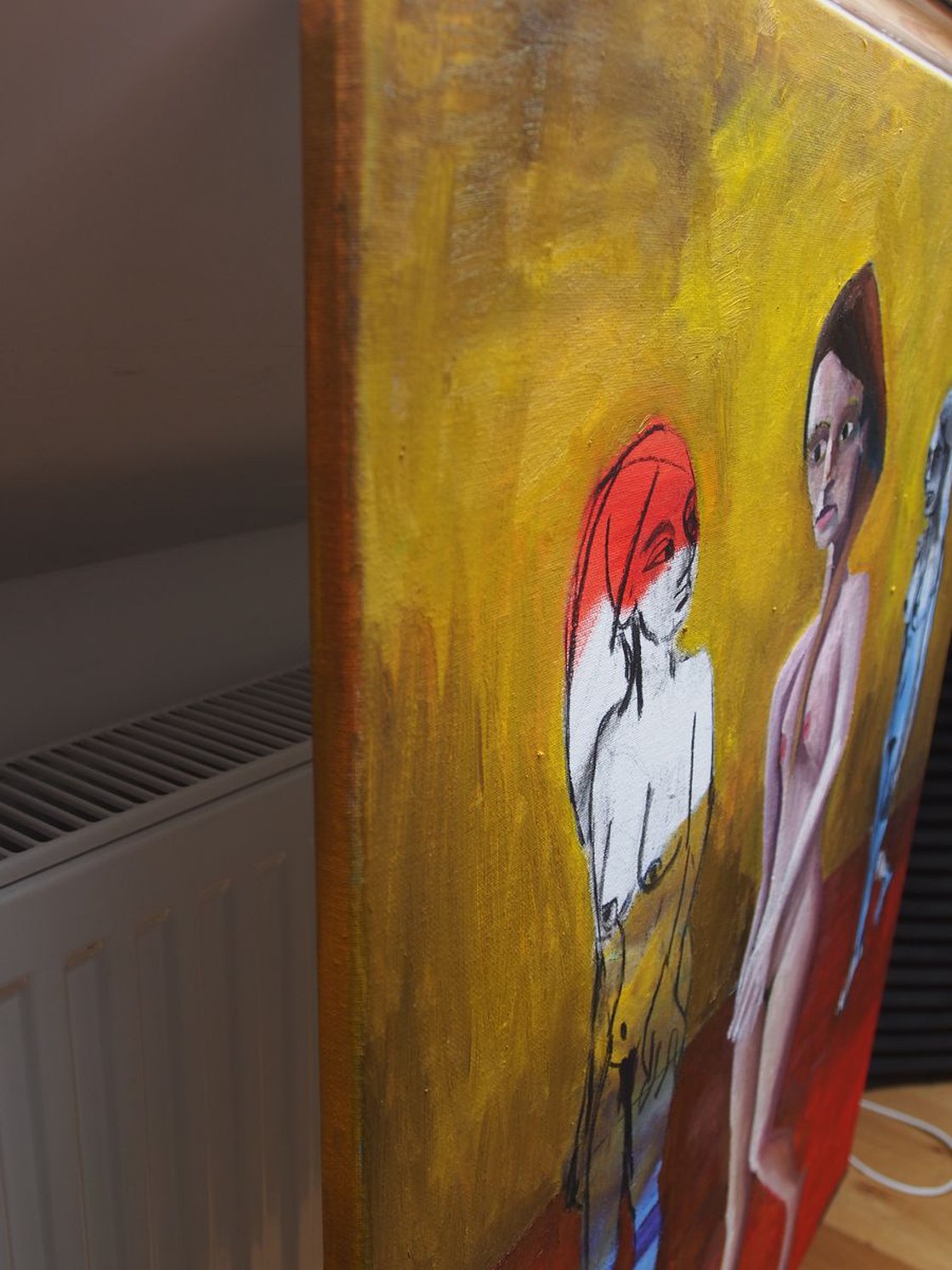 A painting titled 'Three Women by Ryan Louder' by Ryan Louder