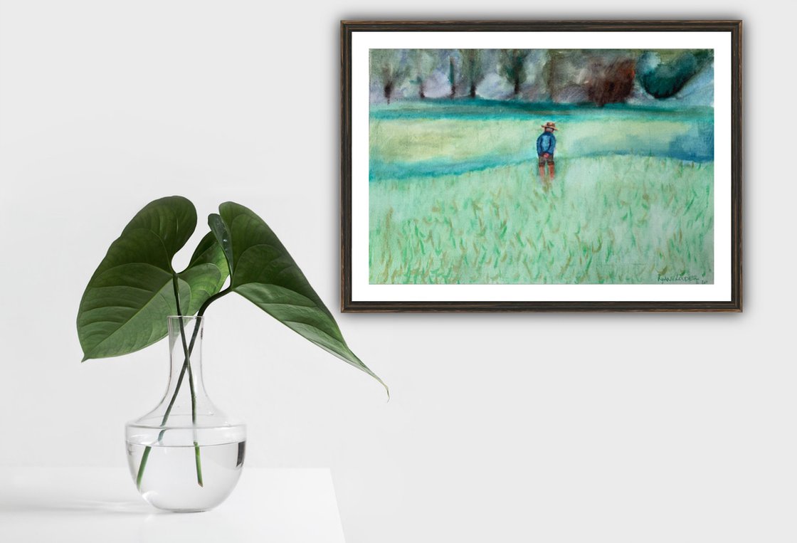 A painting titled 'Rice Fields by Ryan Louder' by Ryan Louder