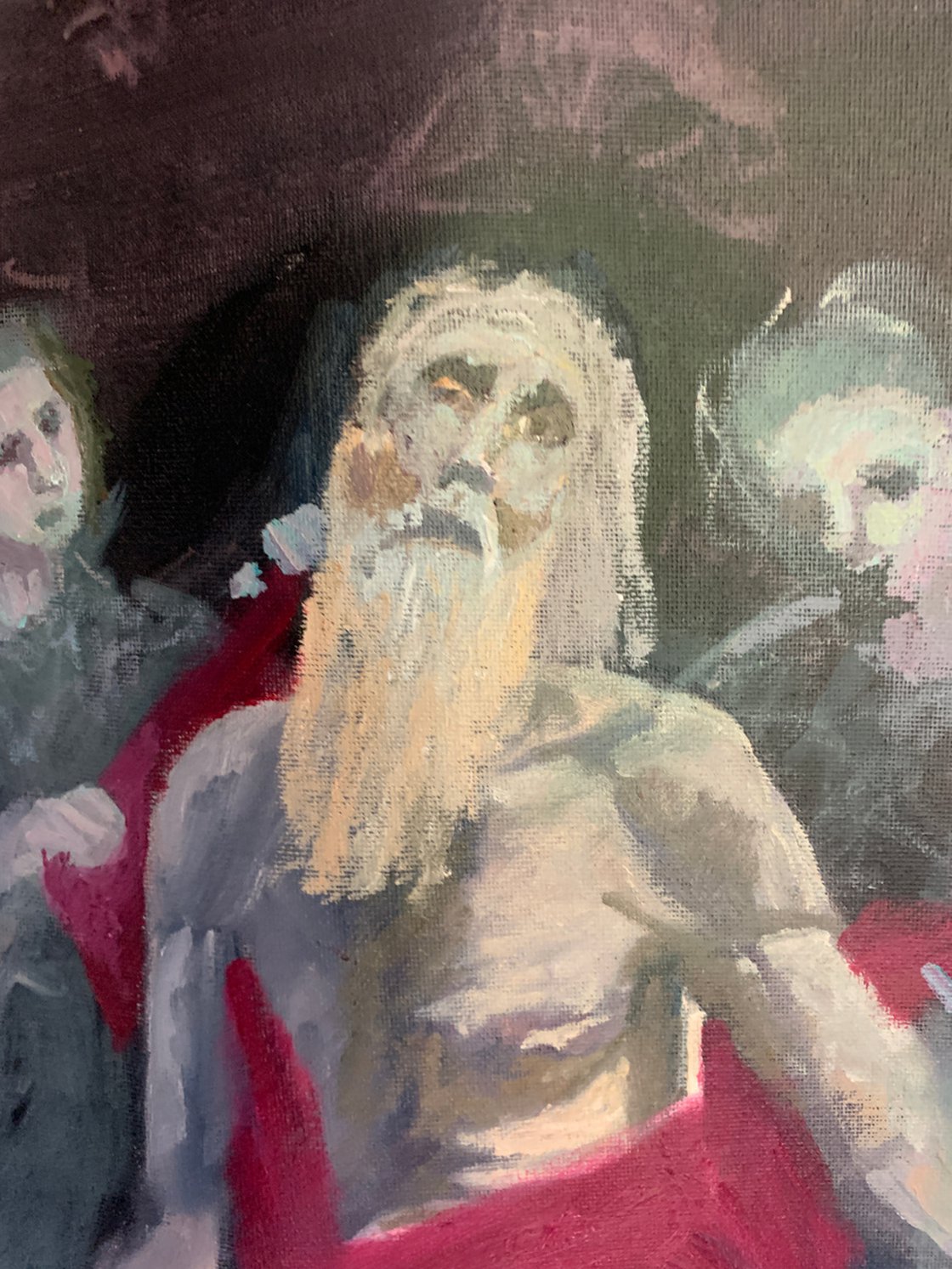 A painting titled 'The Red Robe by Ryan Louder' by Ryan Louder