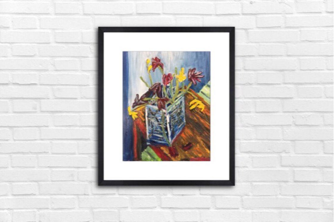 A painting titled 'Flowers On The Edge by Ryan Louder' by Ryan Louder