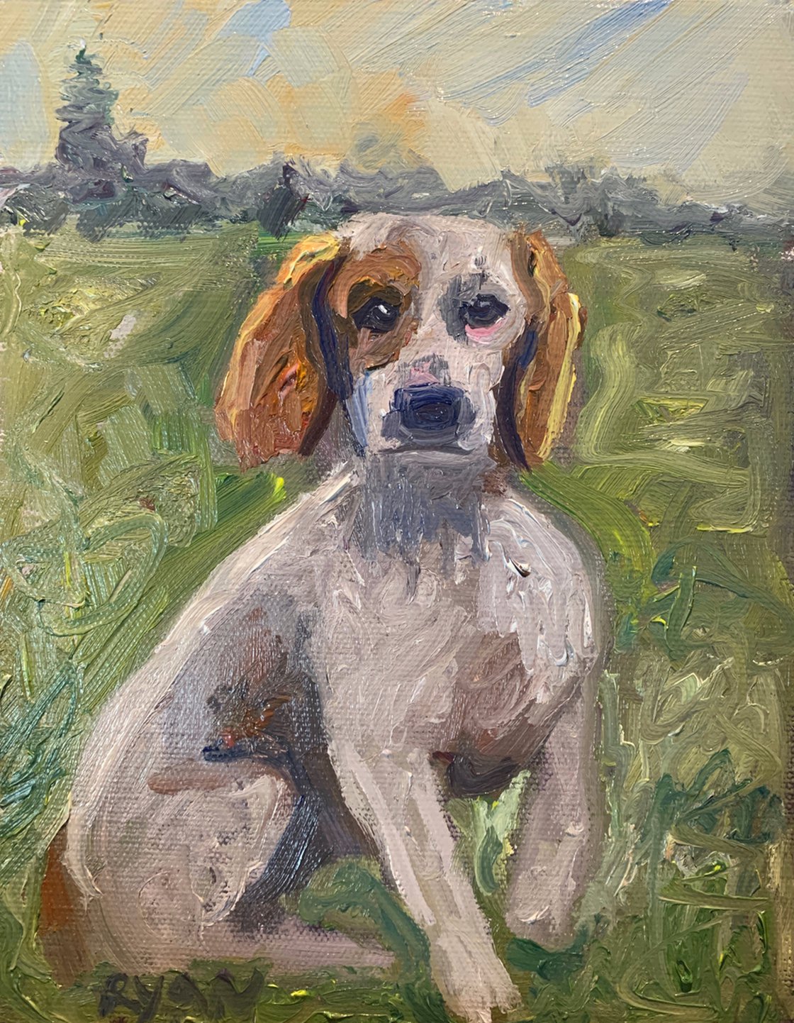 A painting titled 'Dog by Ryan Louder' by Ryan Louder