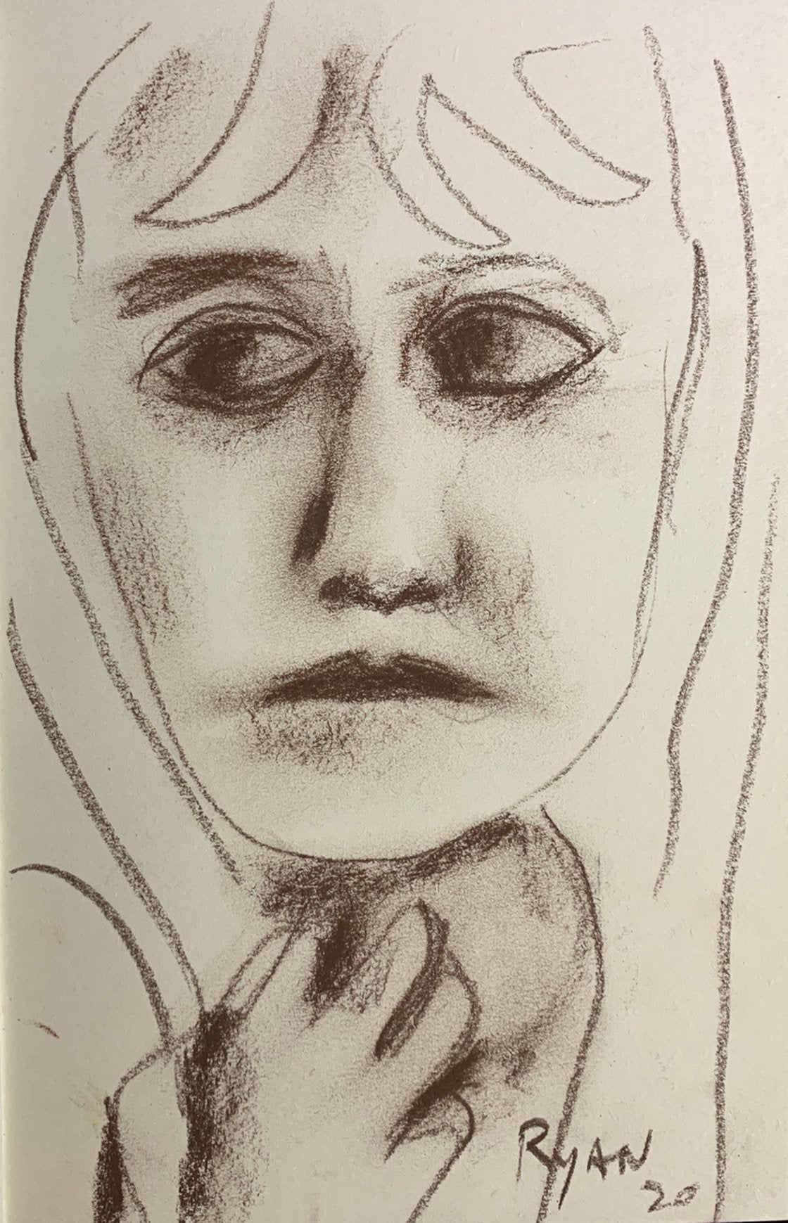 A painting titled 'Portrait of an anxious mind by Ryan Louder' by Ryan Louder