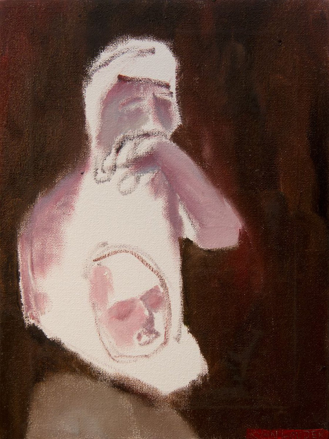 A painting titled 'Greiving Man by Ryan Louder' by Ryan Louder