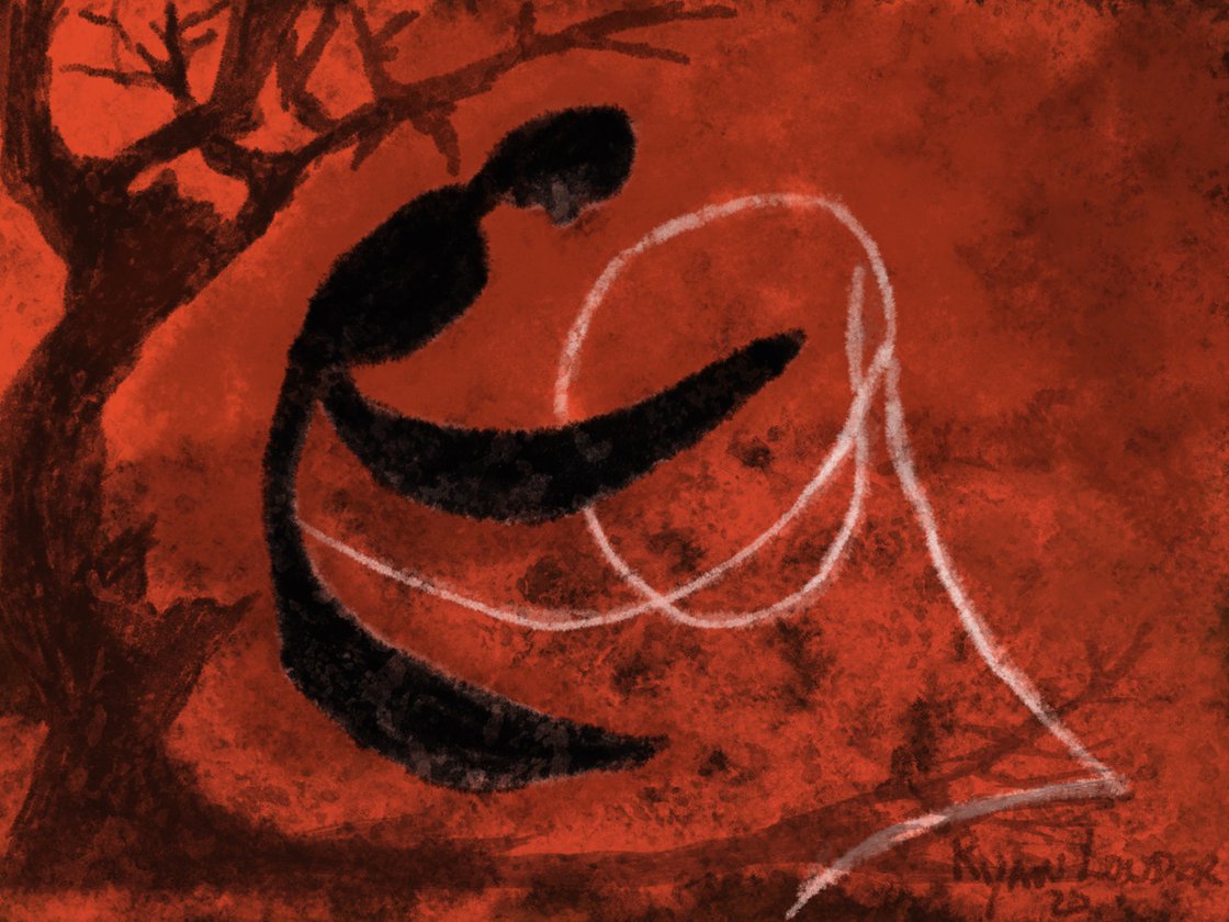 A painting titled 'Charred humanity 9x12 Limited Edition Print by Ryan Louder' by Ryan Louder