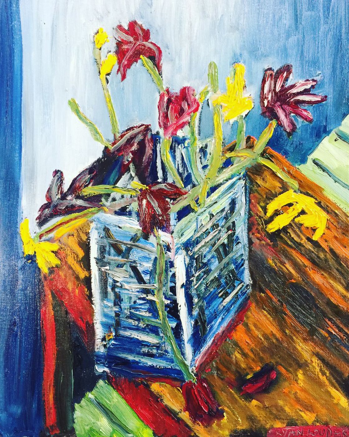 A painting titled 'Flowers On The Edge by Ryan Louder' by Ryan Louder