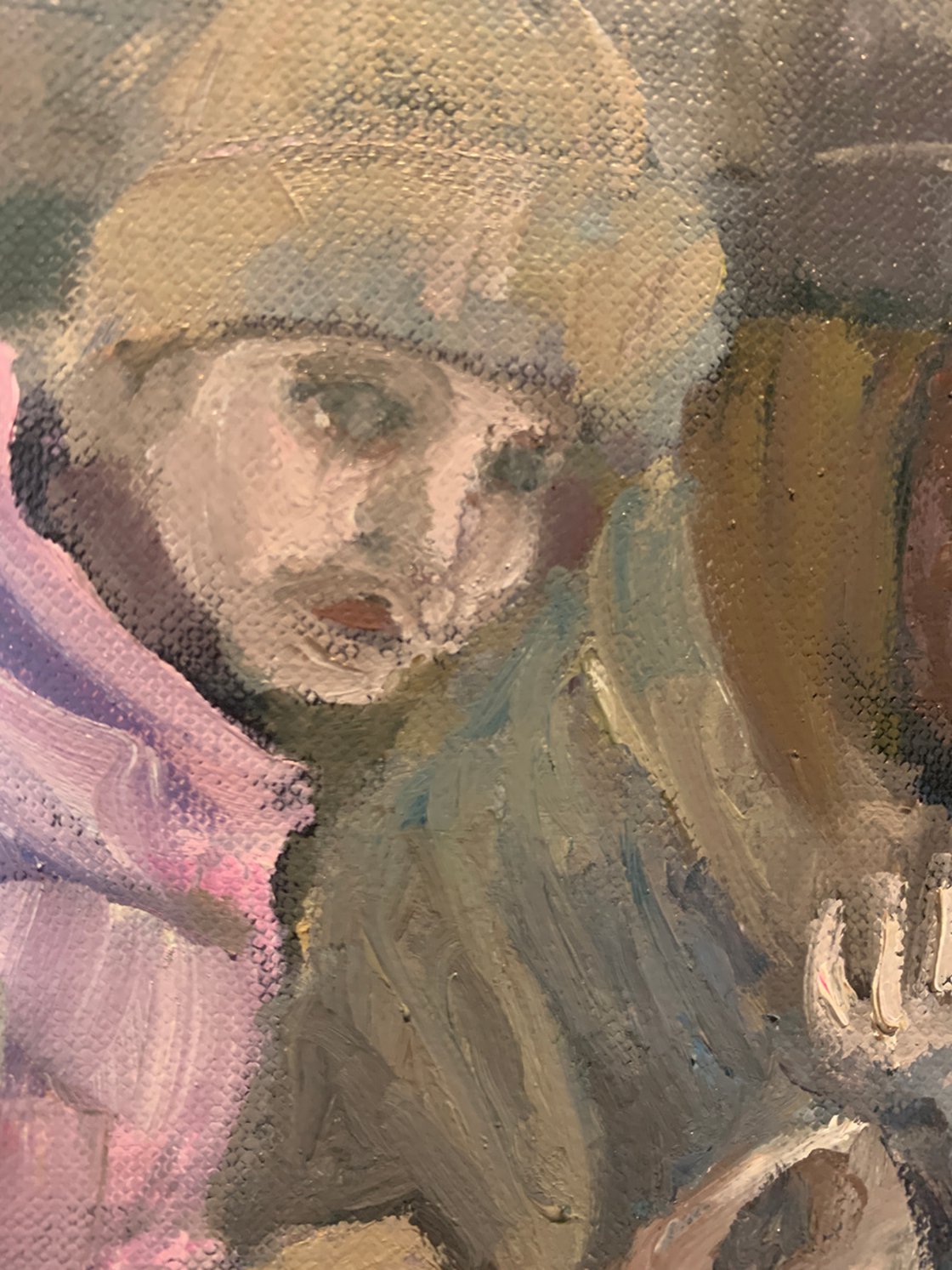 A painting titled 'Ukrainian Family In Bunker by Ryan Louder' by Ryan Louder