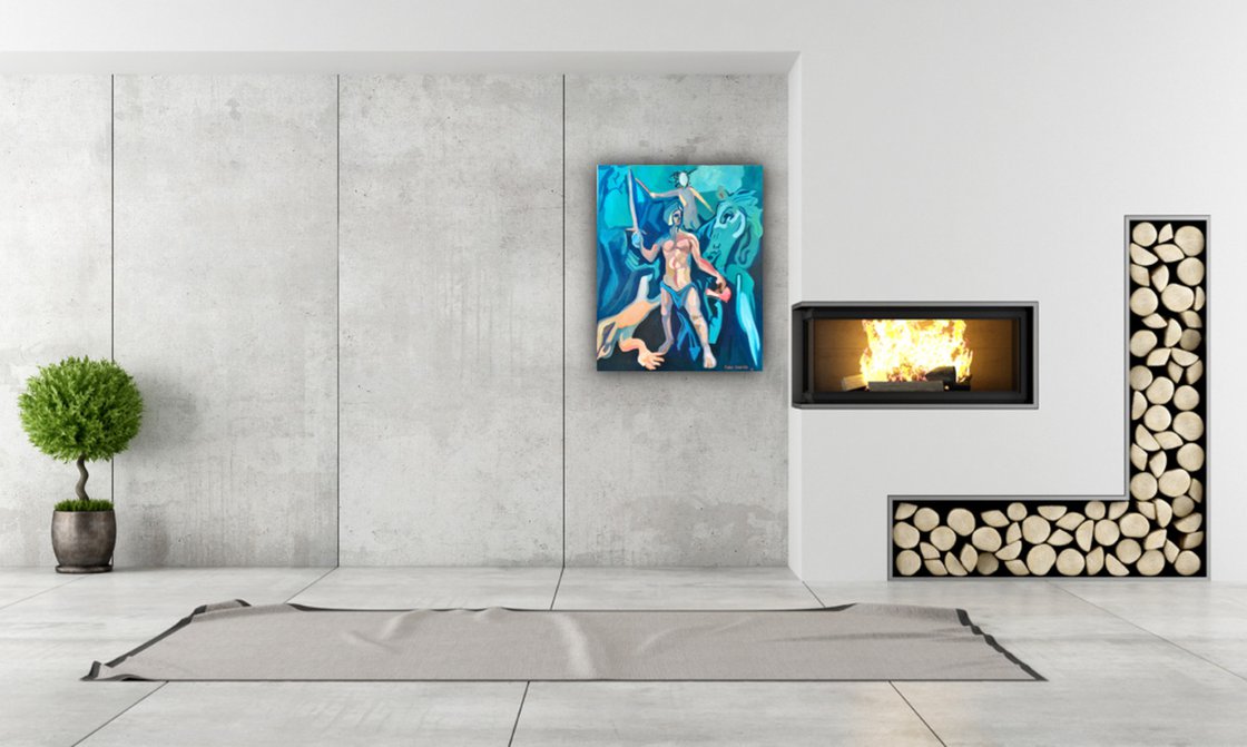 A painting titled 'Spartan by Ryan Louder' by Ryan Louder