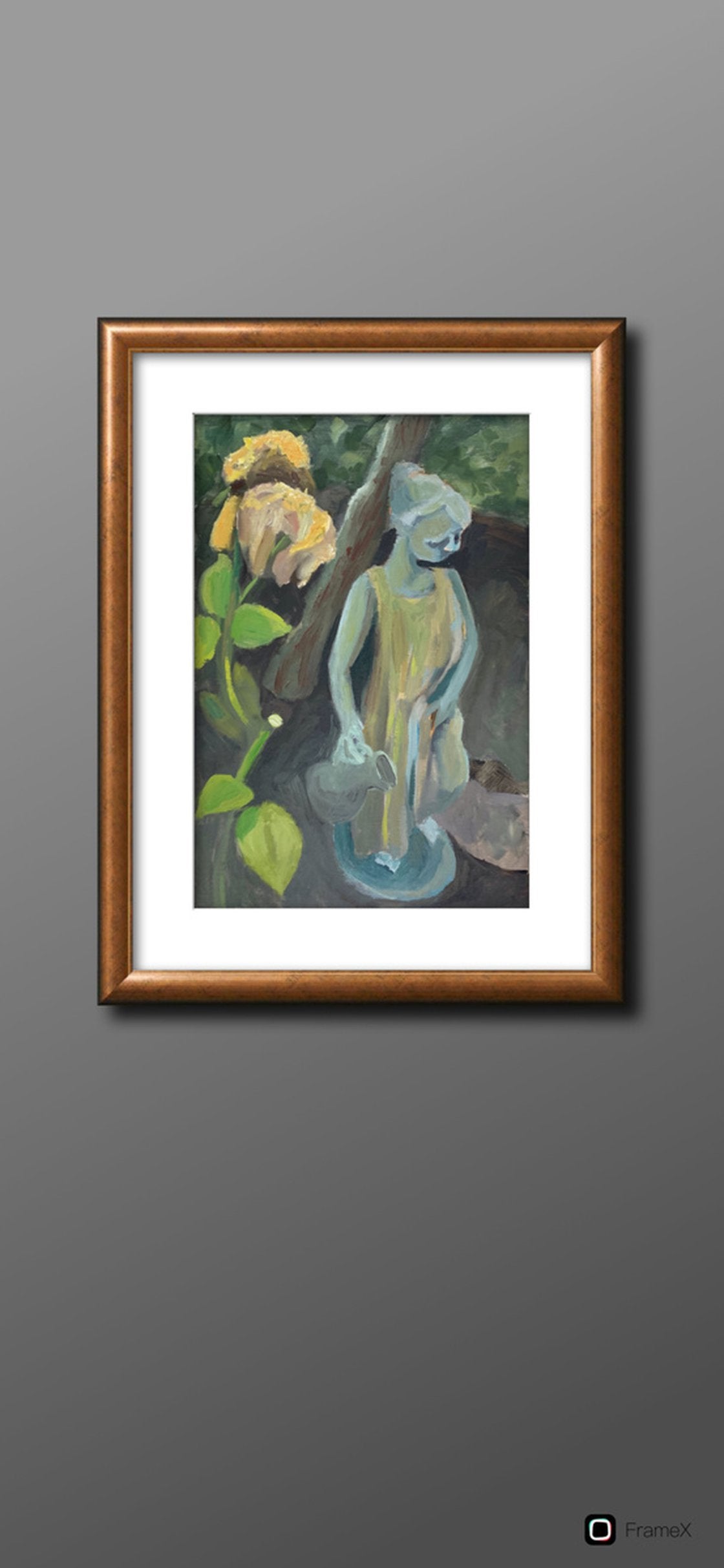 A painting titled 'Statue and A Wilting Rose by Ryan Louder' by Ryan Louder