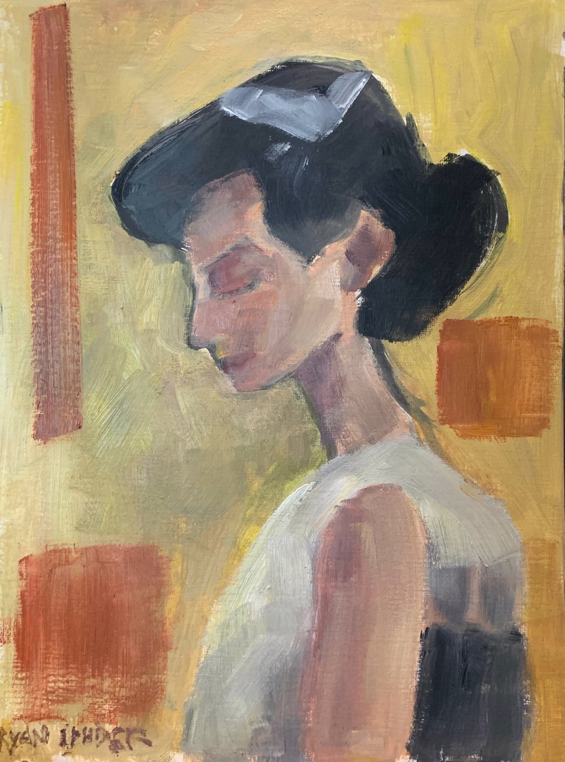 “Portrait Of A Woman” On prepared Paper A4 by Ryan Louder - Sold