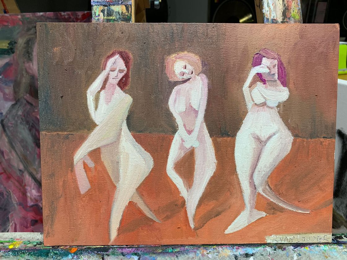 Nude Women 12x9 Canvas by Ryan Louder