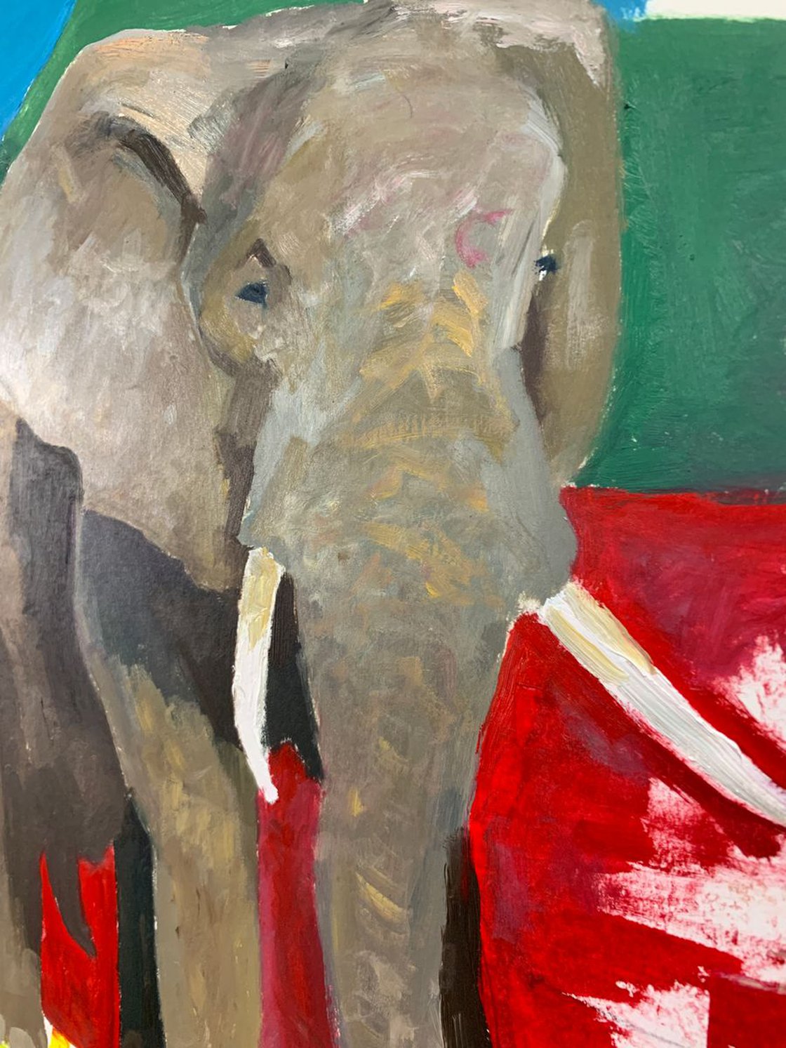A painting titled 'Elephant Study oil on paper 16x24 by Ryan Louder' by Ryan Louder